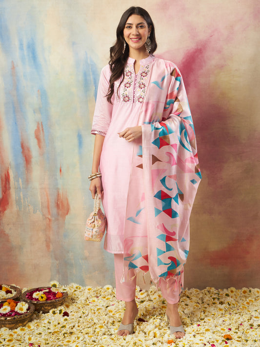 Dhiyona VV Anokhi Women Kurta and Trouser Duppata Set chanderi modal Butti