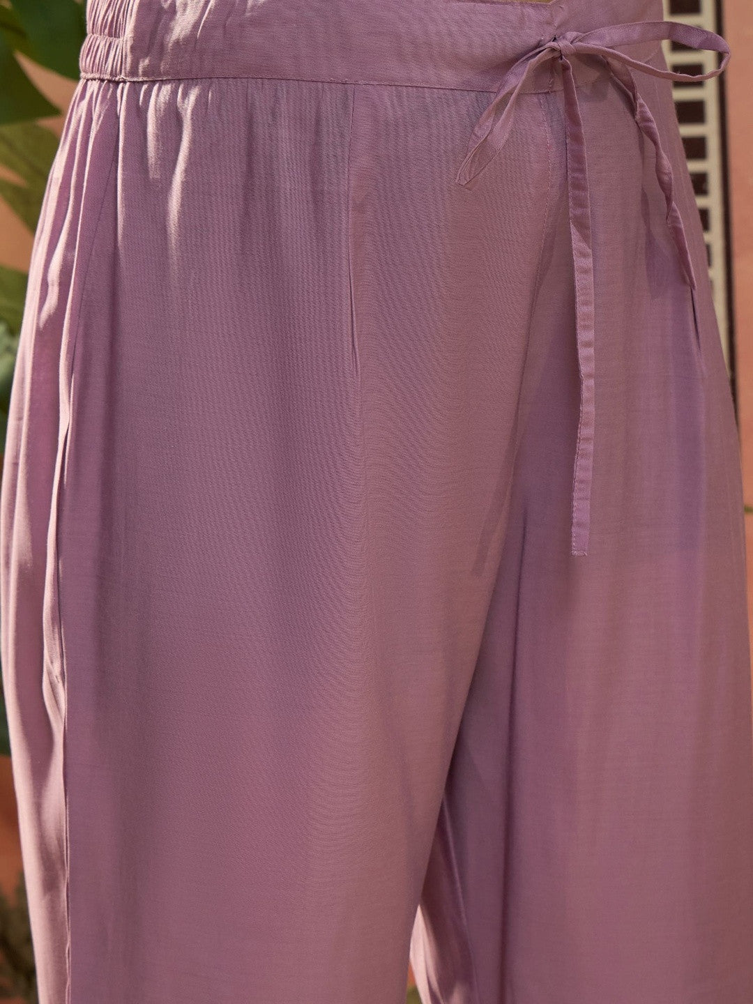 Embroidered Round Neck Kurta & Trousers With Dupatta