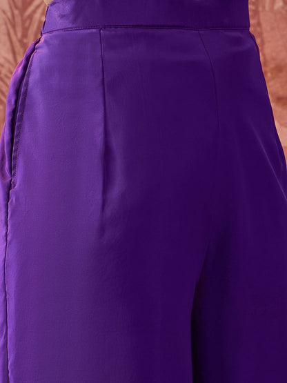 Embroidered Straight Kurta With Palazzos