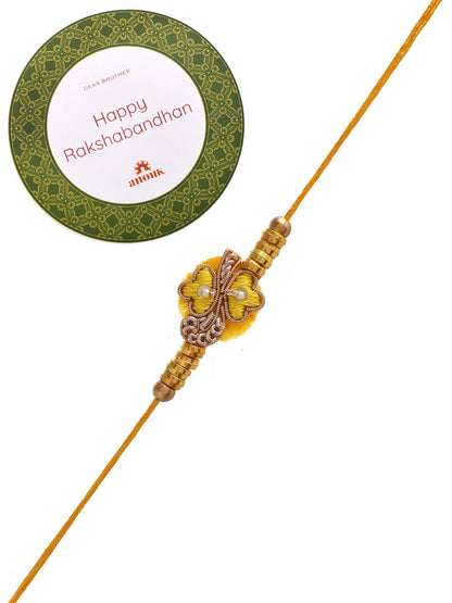 Dhiyona Sequinned & Zardosi Rakhi With Roli Chawal & Card