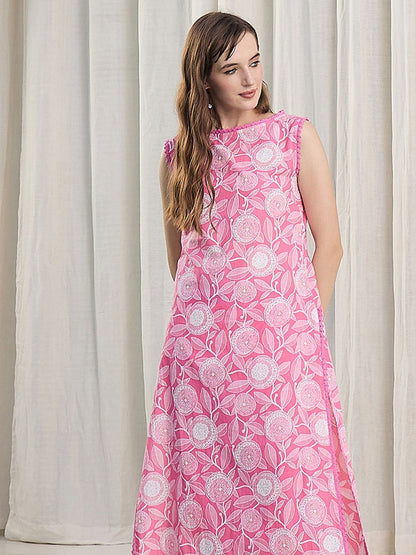 Women Floral Printed Cotton Kurta with Trousers