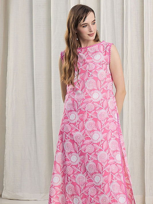 Women Floral Printed Cotton Kurta with Trousers