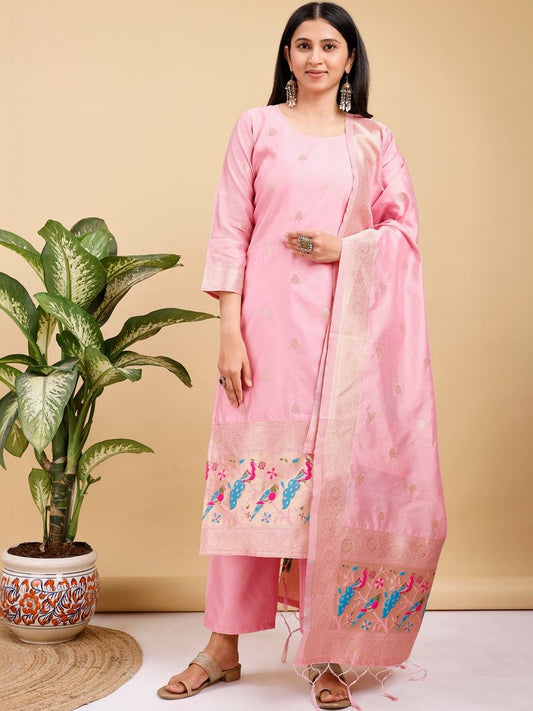 Dhiyona KL Women Ethnic Motifs Regular Thread Work Kurta with Palazzos & With Dupatta