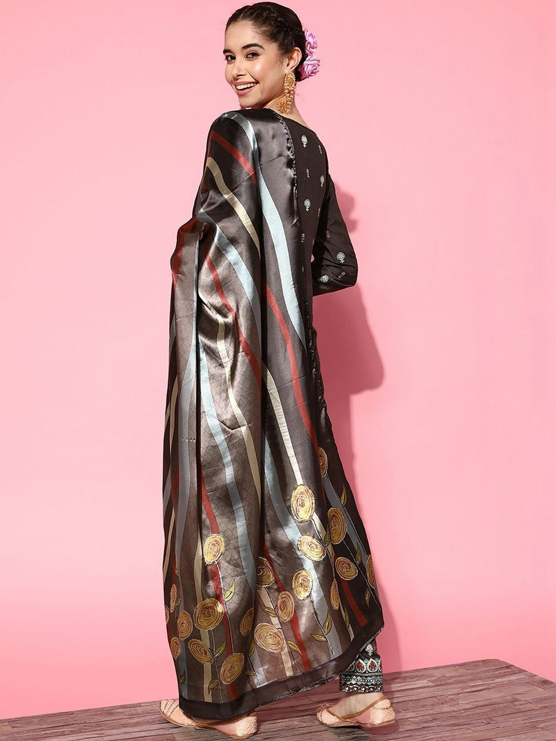 Women Ethnic Motifs Printed Regular Kurta with Trousers & With Dupatta