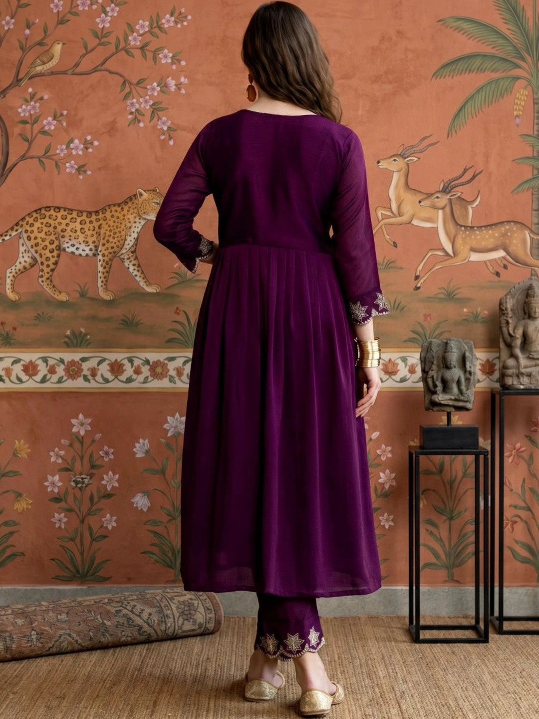 Women Ethnic Motifs Embroidered Empire Thread Work Kurta with Trousers & With Dupatta