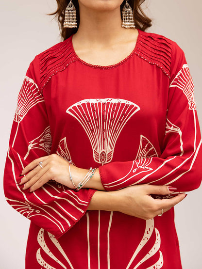 Ethnic Printed Straight Kurta & Palazzos