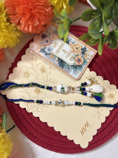 Dhiyona Set Of 2 Traditional Bhaiya Bhabhi Rakhi With Roli Chawal Chandan Mishri