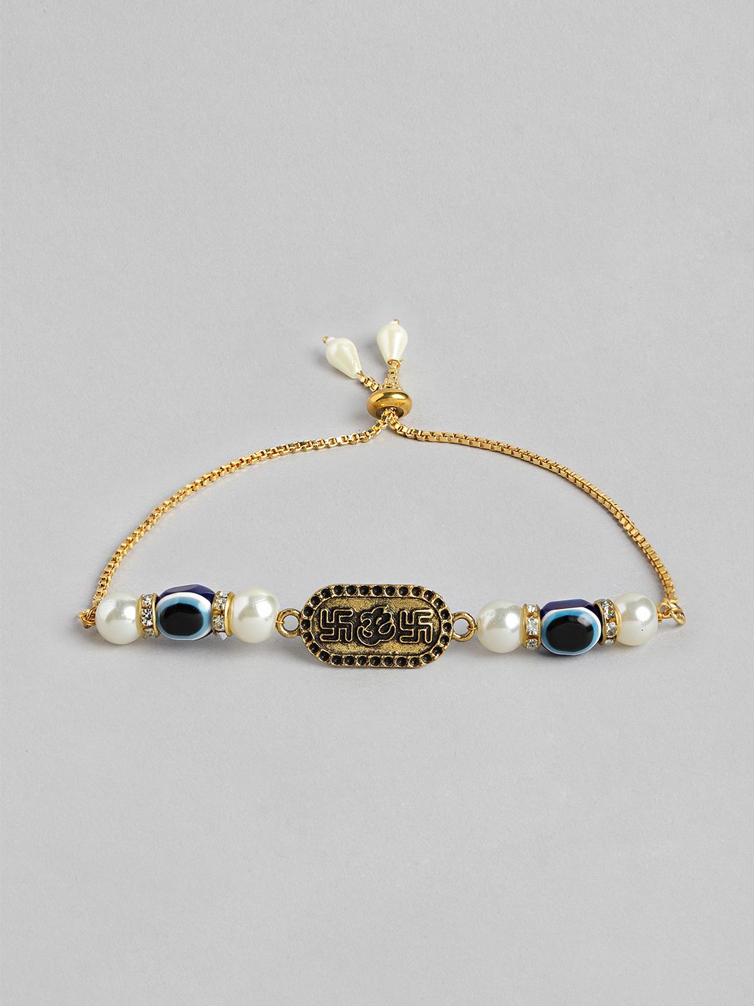 Dhiyona Unisex Set of 2 Beaded Bhai Bhabhi Rakhis With Roli & Chawal