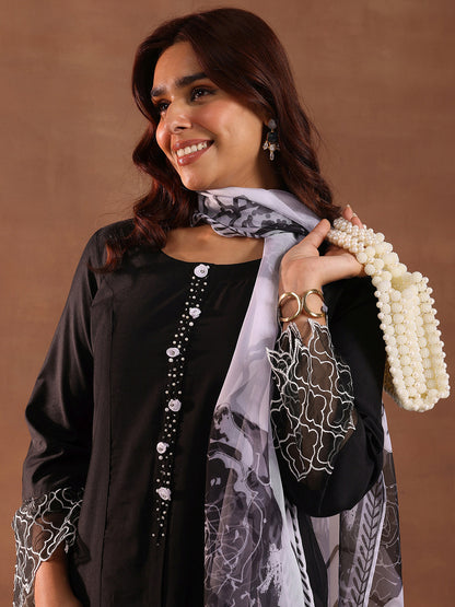 Women Ethnic Motifs Regular Thread Work Kurta with Trousers & With Dupatta