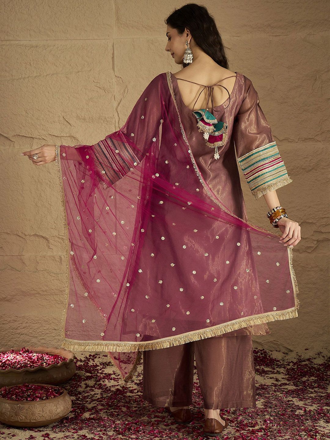 Dhiyona VA Women Ethnic Motifs Yoke Design Kurta with Palazzo & Dupatta