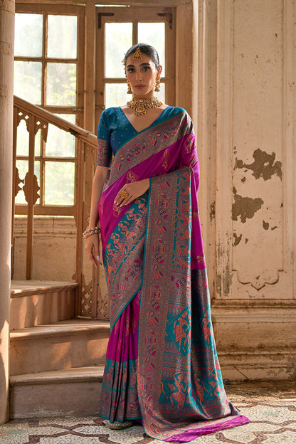 Wine Wine Banarasi Silk Saree