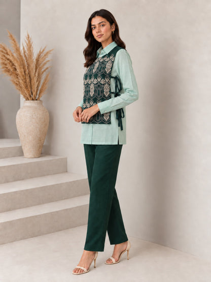 Bani Moss Embroidery Bib Style Co-Ord Set