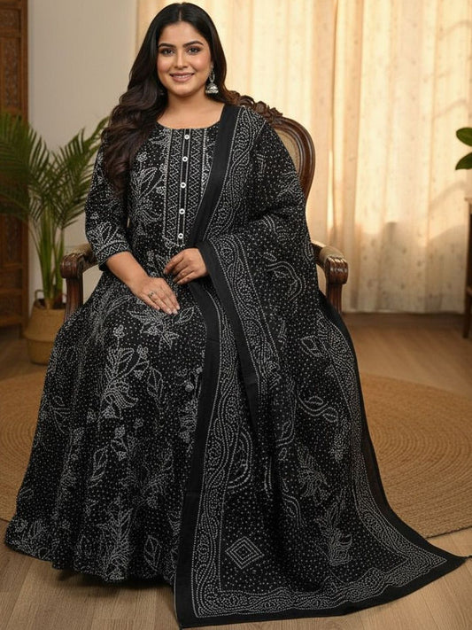 Dhiyona KL Women Ethnic Motifs Printed Panelled Pure Cotton Kurta with Palazzos & With Dupatta