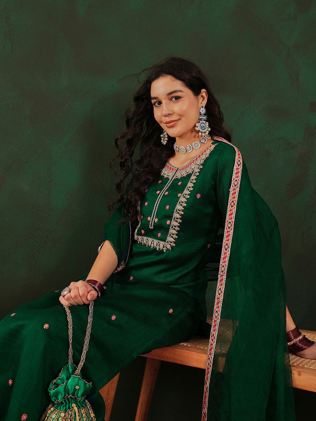 Embroidered Kurta Set With Dupatta