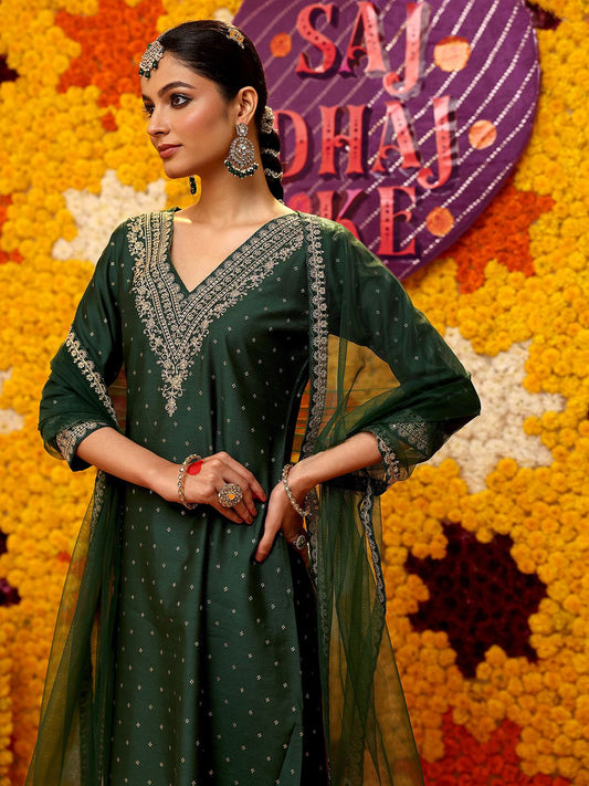 Dhiyona LL Women Floral Embroidered Kurta with Palazzos & Dupatta
