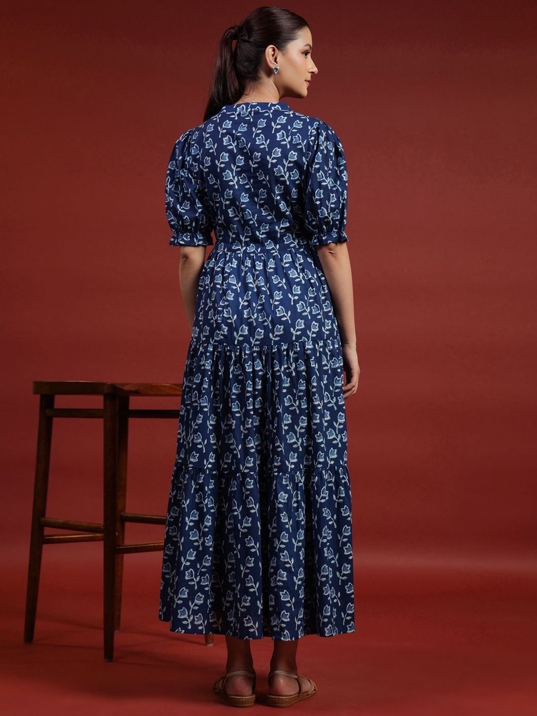 Dhiyona AY Women's Printed Cotton Fit & Flare Ethnic Dress