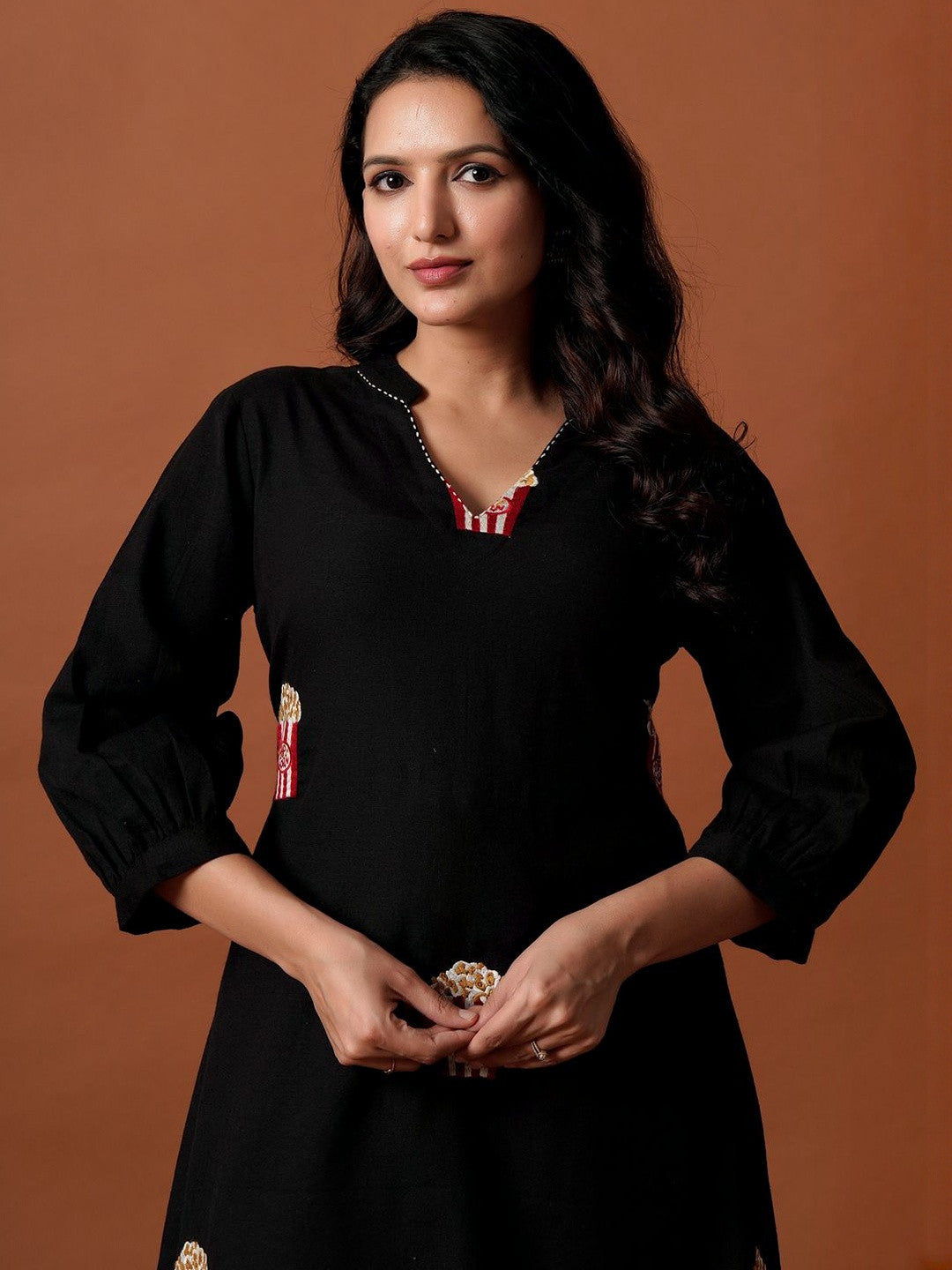 Women Regular Pure Cotton Embroidered A-Line Kurta & Palazzos Kurta Sets