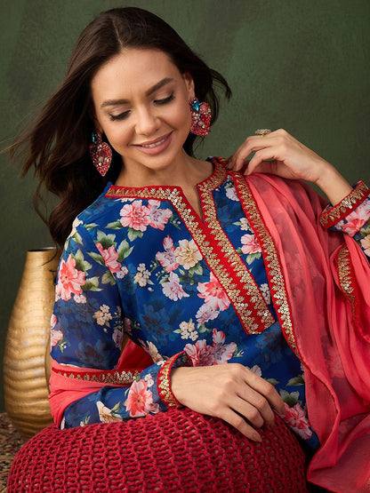 Dhiyona SN Printed Kurta, Palazzo With Dupatta