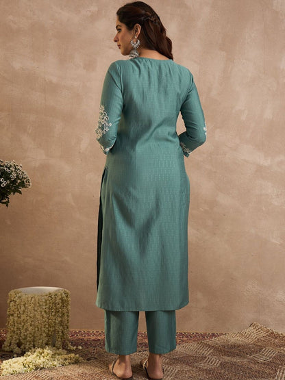 Women Ethnic Motifs Embroidered Regular Thread Work Kurta with Trousers