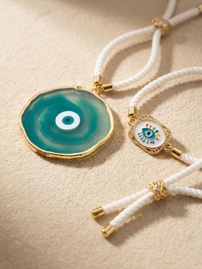 Dhiyona Set Of 2 Evil Eye Resin Design Bhaiya Bhabhi Wraparound Rakhi
