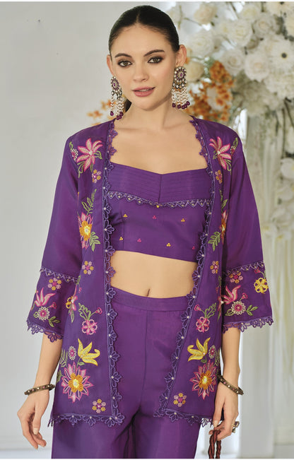 Aditri orchid full work fusion wear co-ord set