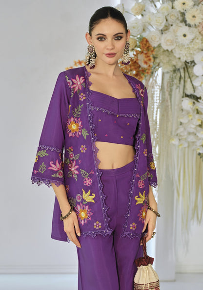 Aditri orchid full work fusion wear co-ord set