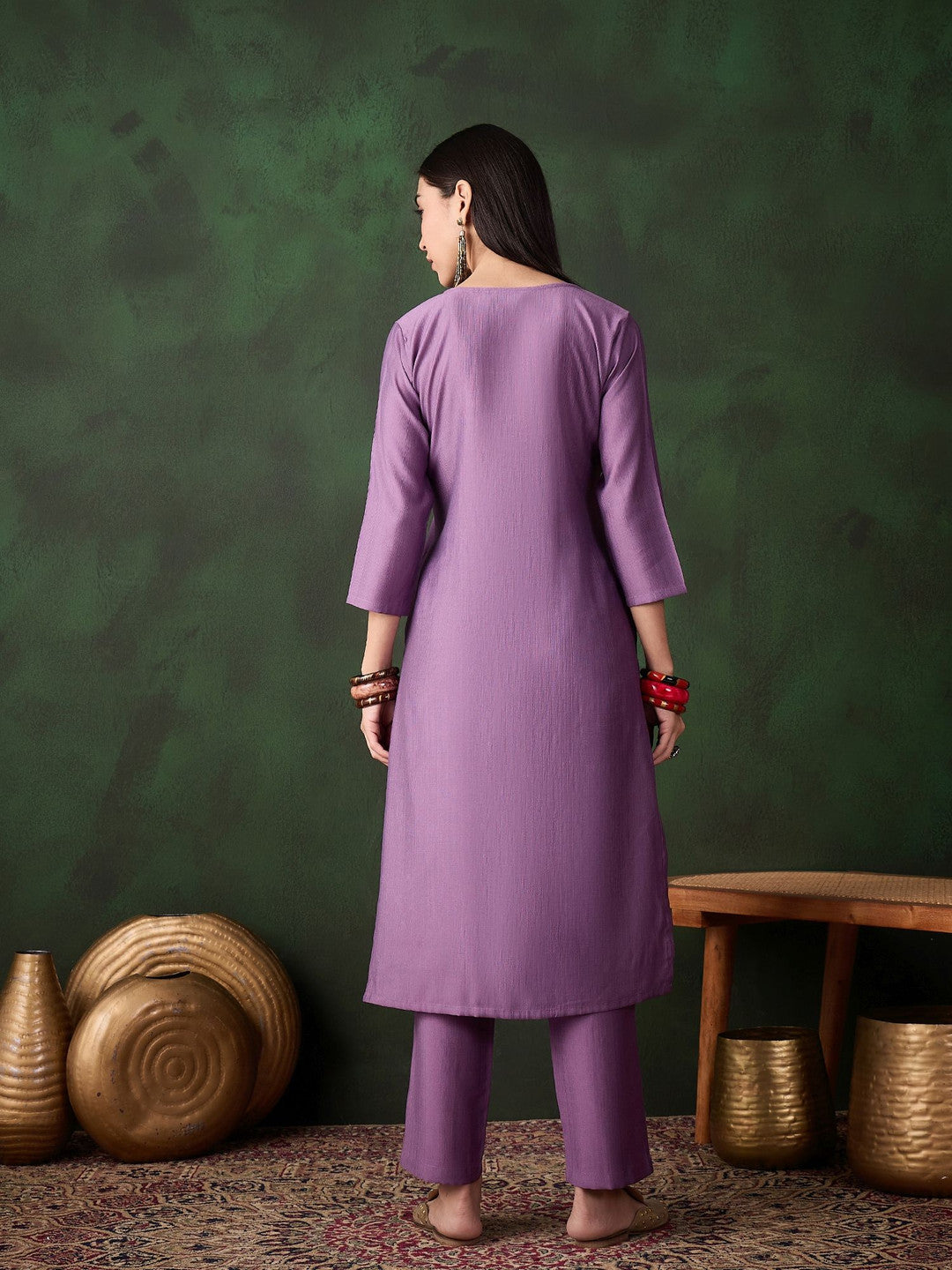 Floral Zari Embroidered Straight Kurta and Trouser