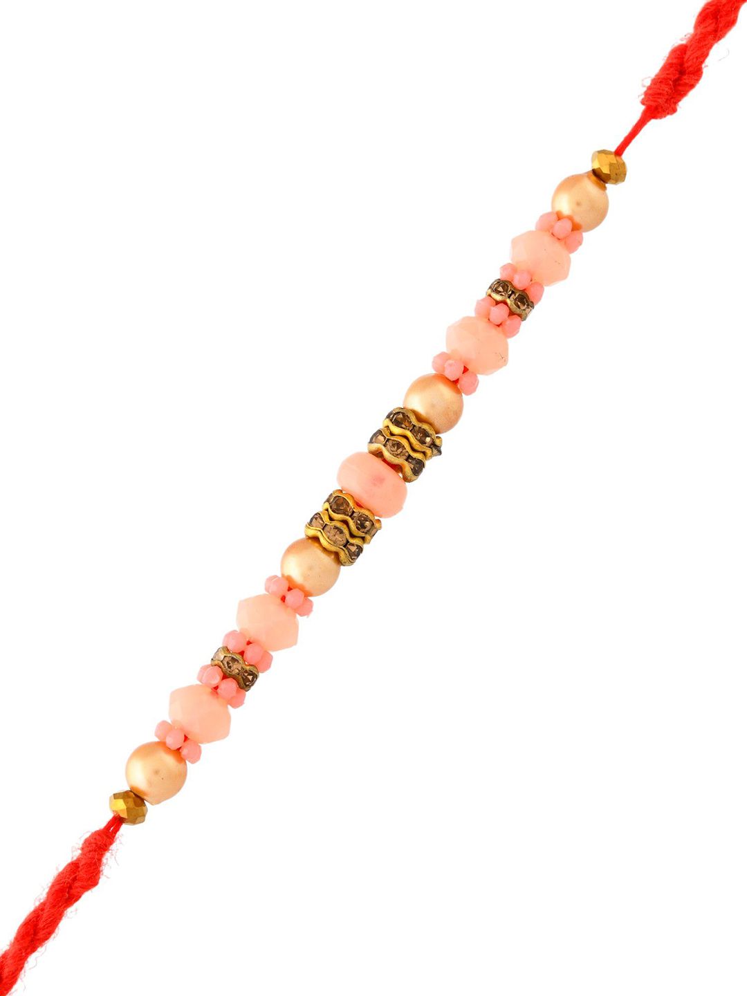 Dhiyona Beaded Twisted Thread Rakhi With Roli Chawal & Greetings Card