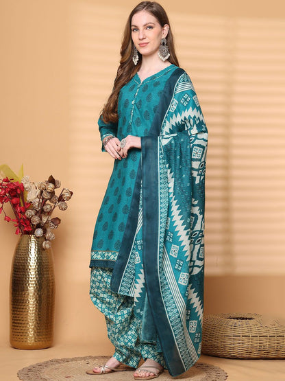 Dhiyona KL Women Floral Printed Kurta with Patiala & Dupatta
