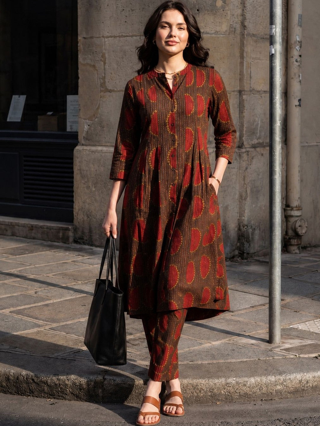 Women Ethnic Motifs Printed Regular Pure Cotton Kurta with Trousers