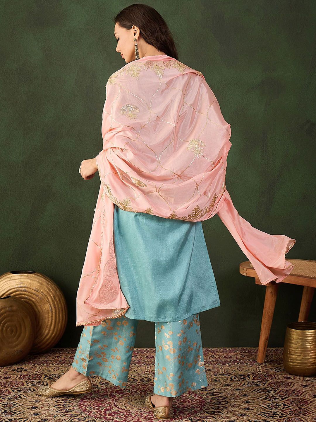 Dhiyona SN Woven Design Kurta & Palazzo With Dupatta