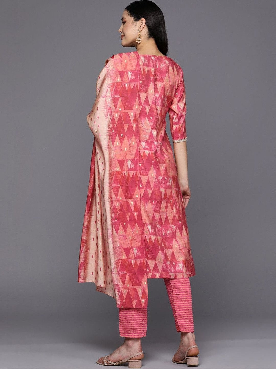 Women Printed Regular Sequinned Kurta with Trousers & With Dupatta