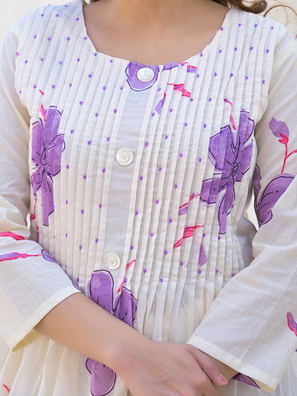 Dhiyona IE Floral Printed Round Neck Pure Cotton Tunic With Palazzo