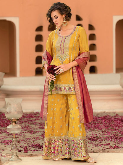 Dhiyona HOP Women Ethnic Motifs Embroidered Kurta with Sharara & Dupatta