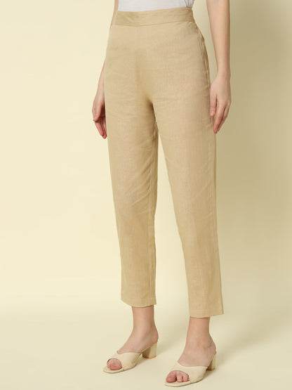 Dhiyona FL Women's Beige Cotton Solid Pant