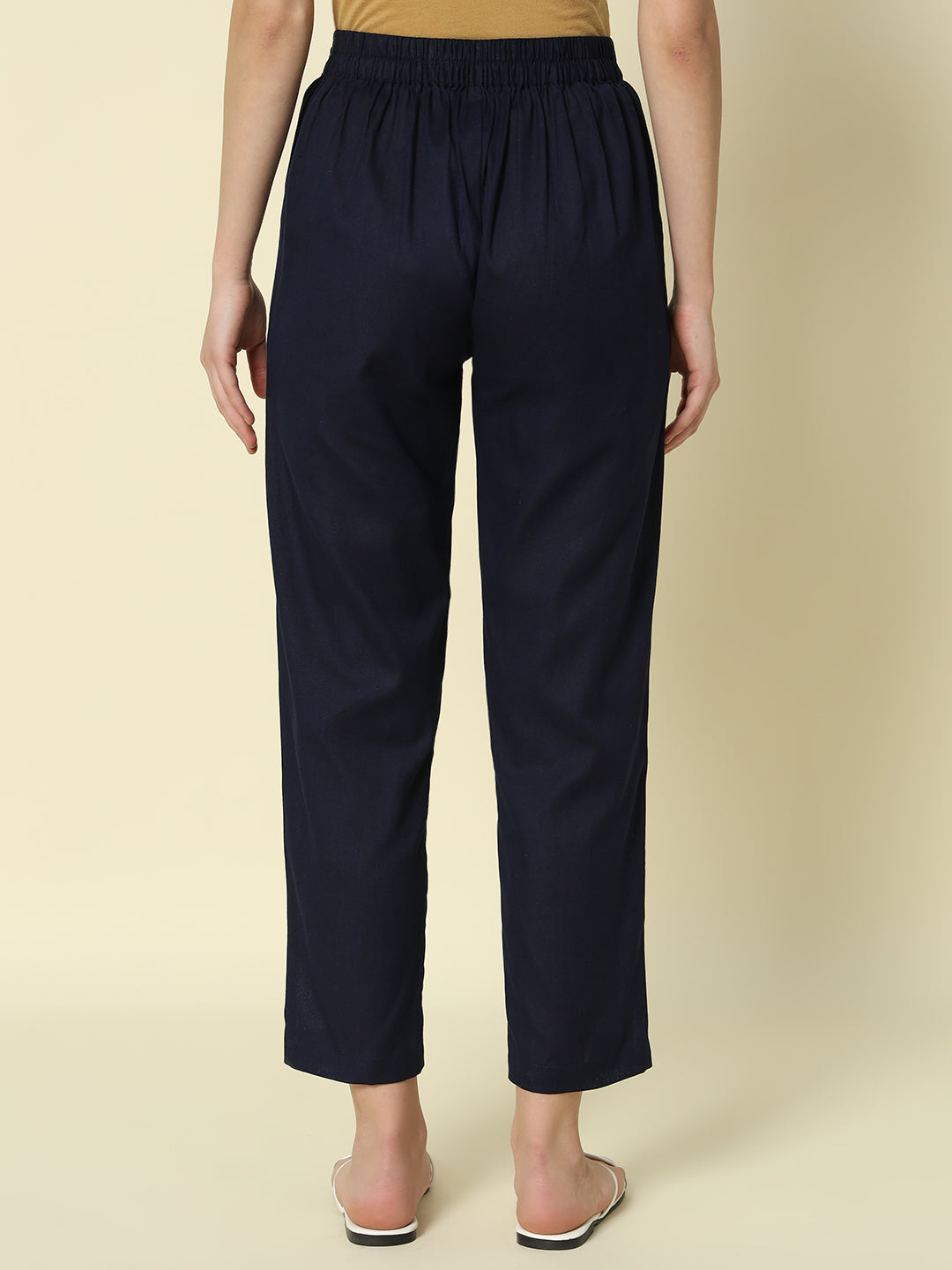 Dhiyona FL Women's Navy blue Cotton Solid Pant
