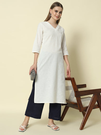 Dhiyona FL Women's Navy blue Cotton Solid Palazzo