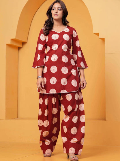 Women Printed Regular Pure Cotton Kurta with Patiala