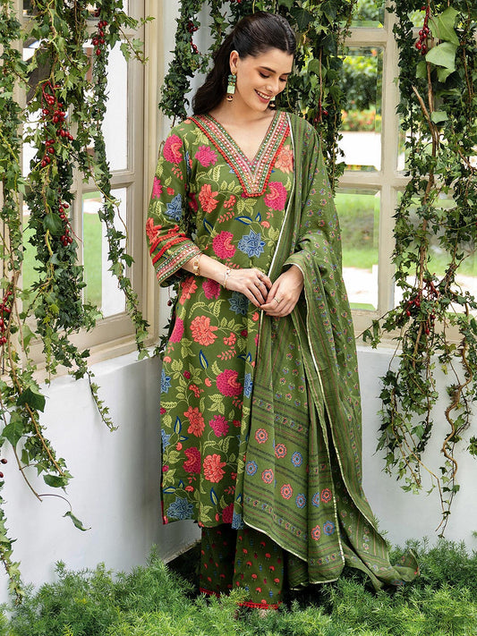 Women Floral Printed Kurta with Trousers & Dupatta