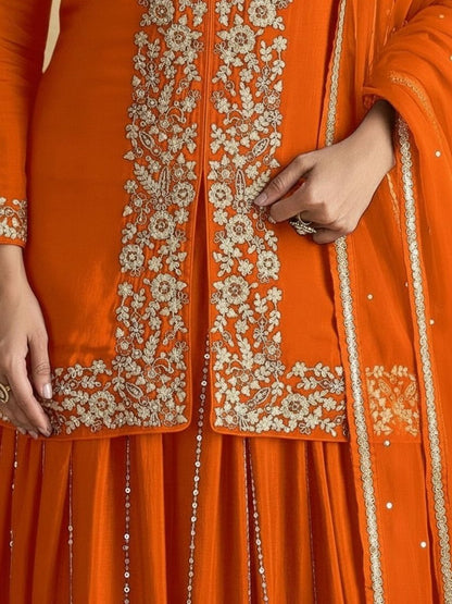 Dhiyona HOP Embellished Kurti & With Dupatta Palazzos Set