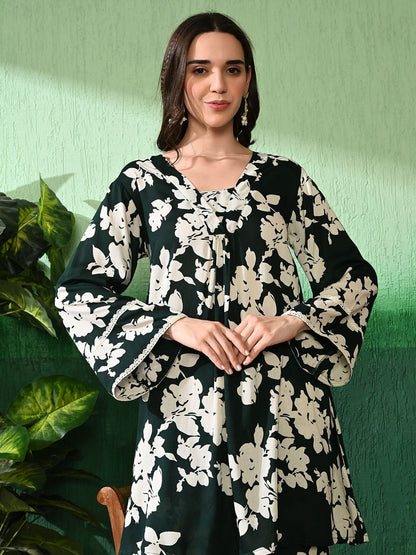 Printed A-Line Kurti With Trouser