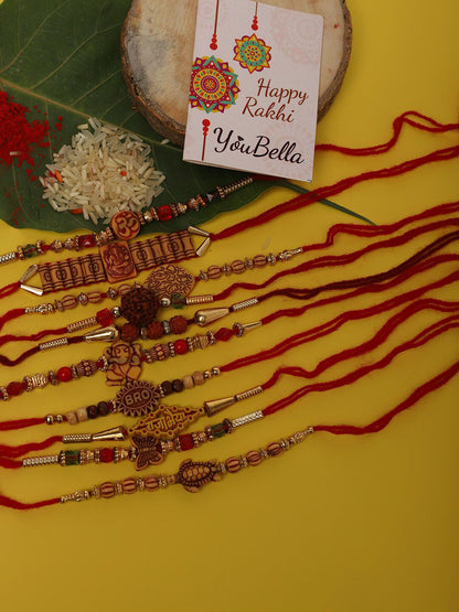 Dhiyona Set Of 10 Beaded Rakhi