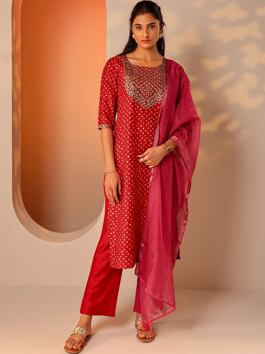 Women Ethnic Motifs Printed Regular Kurta with Trousers & With Dupatta