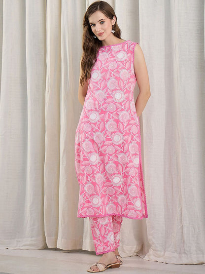 Dhiyona IE Printed Pure Cotton Tunic With Trousers