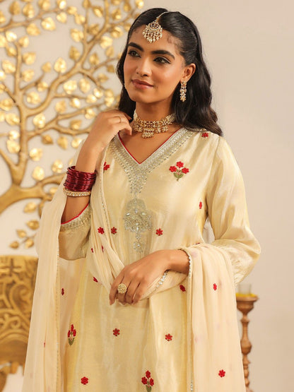 Dhiyona SC Floral Embroidered Straight Sharara Set with Dupatta