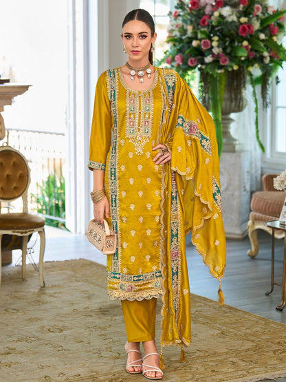 Women Ethnic Motifs Embroidered Kurta with Trousers & Dupatta