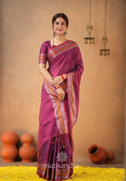 Dhiyona SS Artisan’s Touch: Magenta Handloom Tissue Cotton Saree