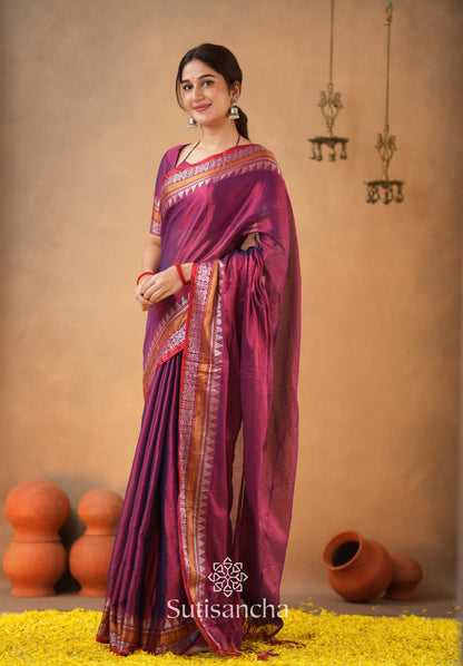 Dhiyona SS Artisan’s Touch: Magenta Handloom Tissue Cotton Saree