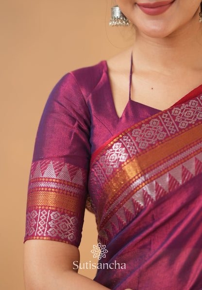 Dhiyona SS Artisan’s Touch: Magenta Handloom Tissue Cotton Saree