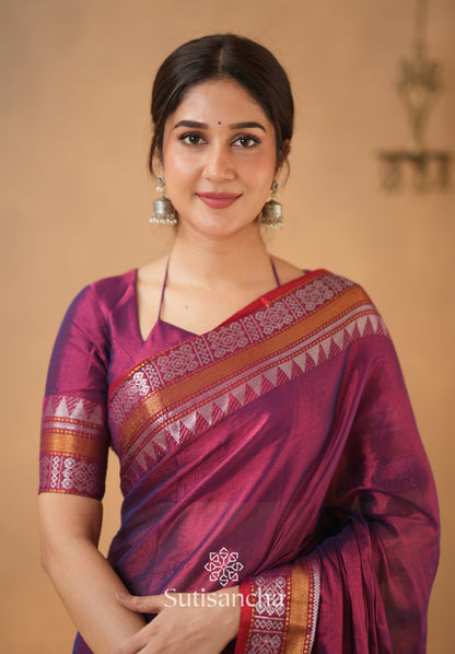 Dhiyona SS Artisan’s Touch: Magenta Handloom Tissue Cotton Saree
